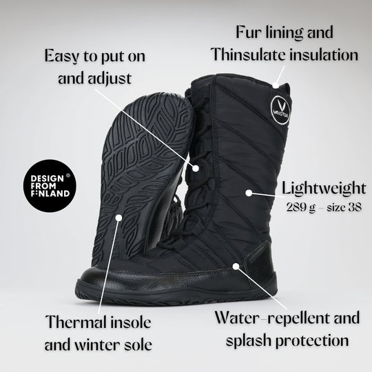 Vaistoa Hanki Barefoot Shoes Unisex Winter Snow Boots Vanilla Features