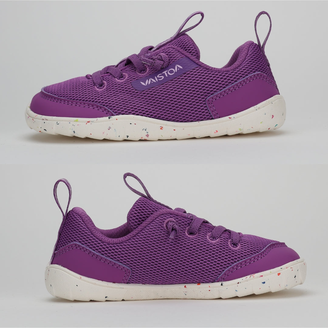 Vaistoa Kiva Kids Mesh Barefoot Sneakers Purple Flat Zero Drop Outsole