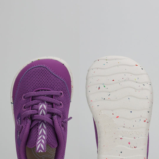 Vaistoa Kiva Kids Mesh Barefoot Sneakers Purple Foot Shaped Wide Toe Box