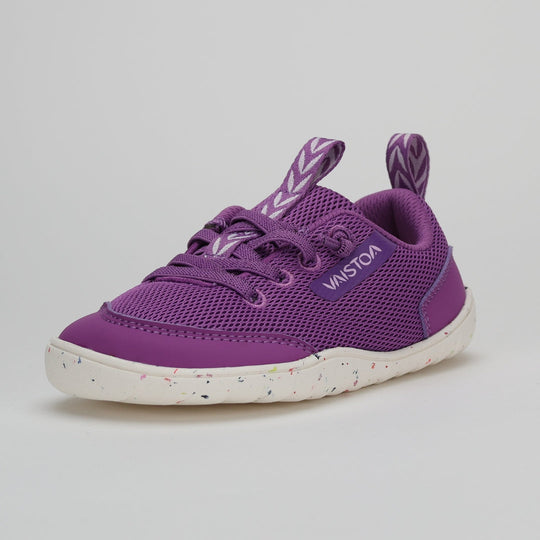 Vaistoa Kiva Kids Mesh Barefoot Sneakers Purple Front Diagonal View