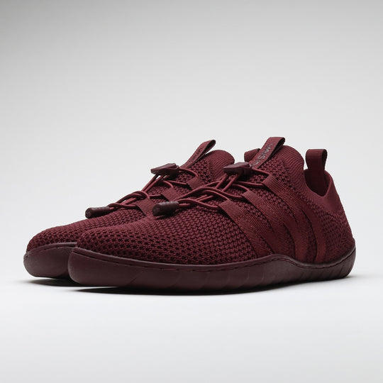 Vaistoa Riemu Knitted Barefoot Slip-on Shoes Burgundy pair front diagonal view