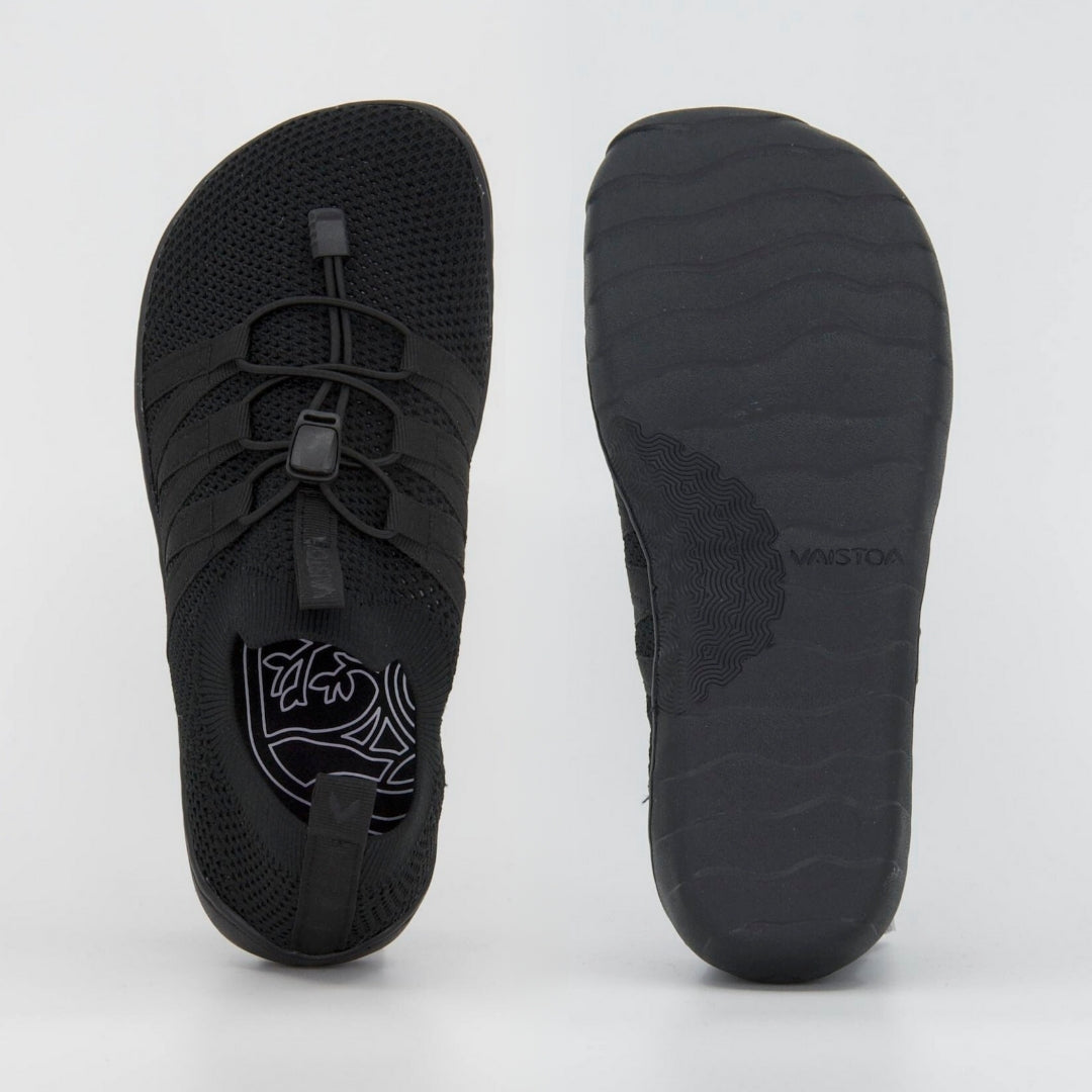 Vaistoa Riemu adults knitted barefoot slip-on shoes black foot shaped wide toe box