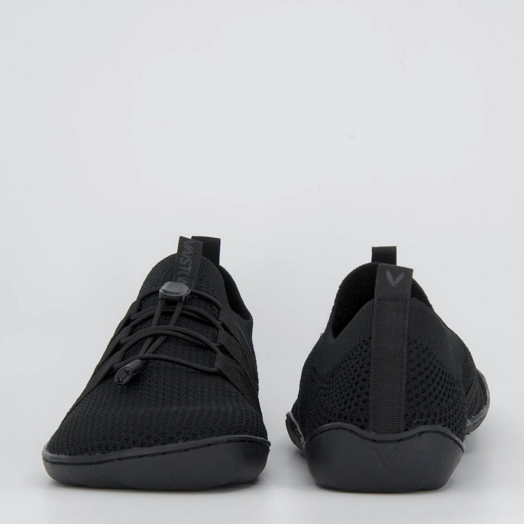 Vaistoa Riemu adults knitted barefoot slip-on shoes black front and back view