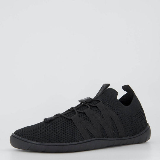 Vaistoa Riemu adults knitted barefoot slip-on shoes black front diagonal view