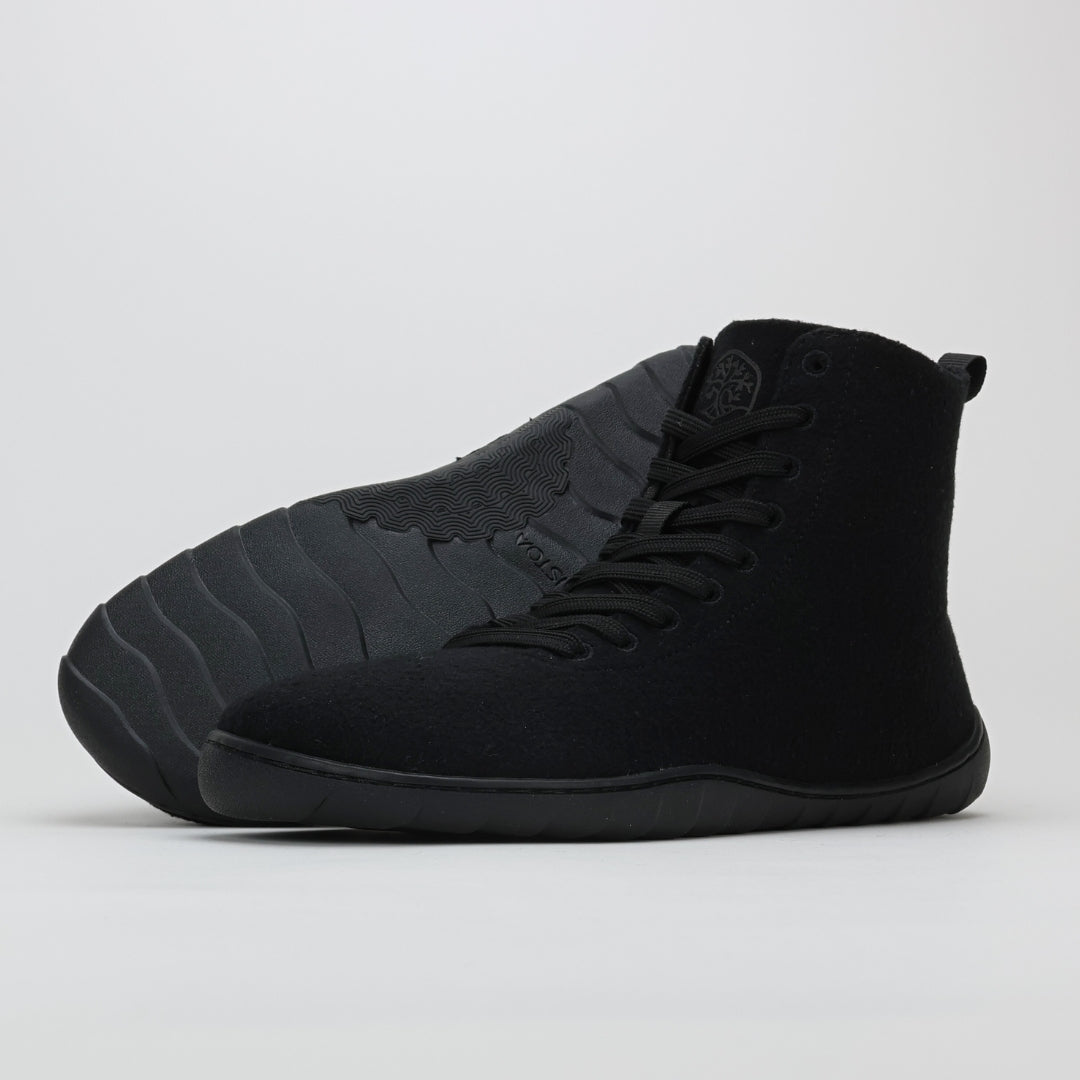 Vaistoa Tunto High Top Barefoot Felt Sneakers Black Design From Finland