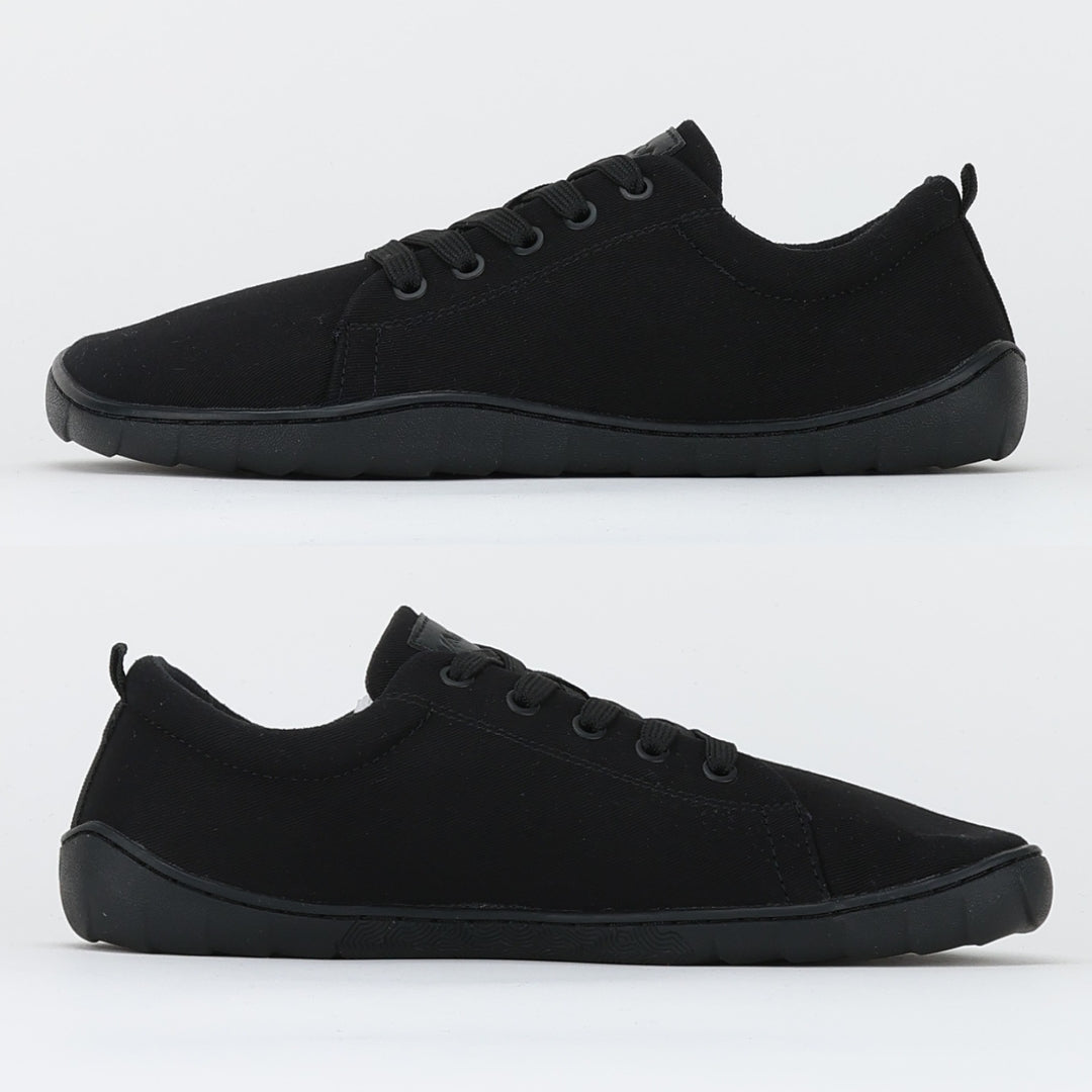 vaistoa rento 2 barefoot shoes low top canvas sneakers black flat zero drop sole