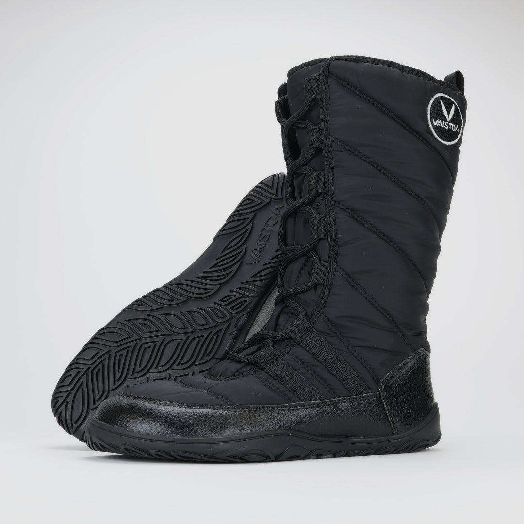 Vaistoa Hanki Barefoot Shoes Unisex Winter Snow Boots Black Design From Finland