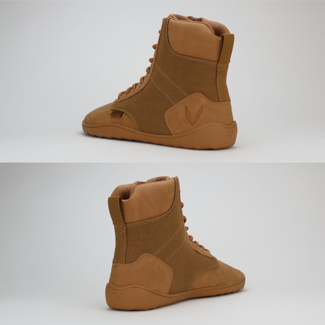 Vaistoa Hurmos Casual Barefoot Combat Boots Brown Back Diagonal View