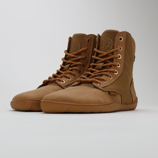 Vaistoa Hurmos Casual Barefoot Combat Boots Brown Front Diagonal Image