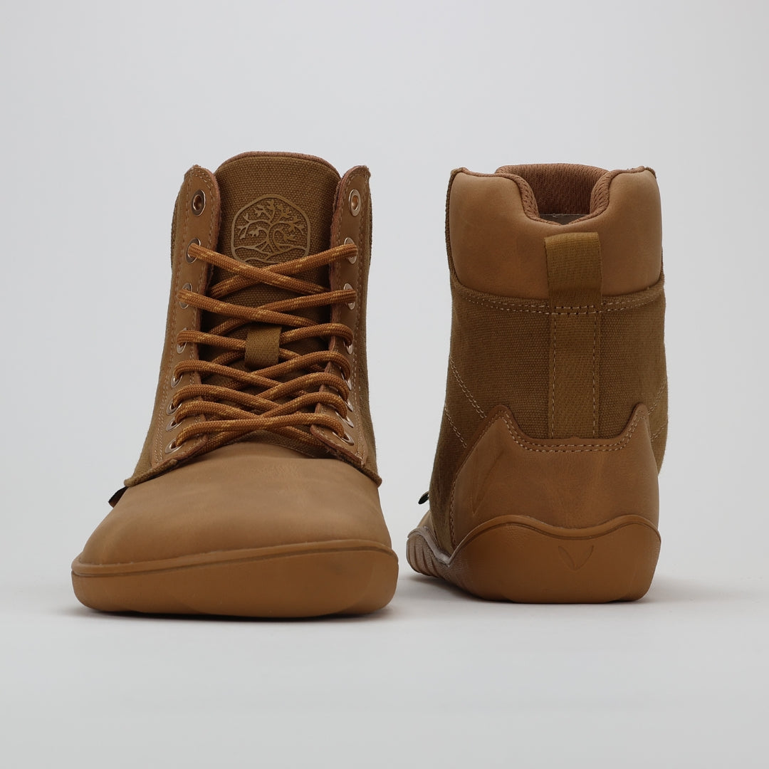 Vaistoa Hurmos Casual Barefoot Combat Boots Brown Front and Back View