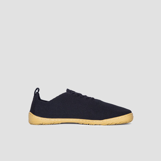Vaistoa Iloa knitted barefoot sneakers black and brown flat zero drop outsole medial view