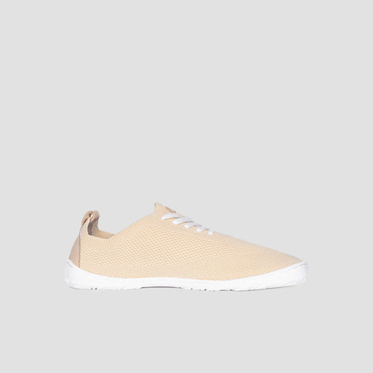 Vaistoa Iloa knitted barefoot sneakers cream flat zero drop outsole medial view