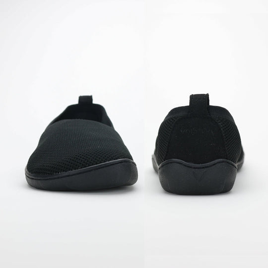 Vaistoa Lempeä knitted barefoot slip-on shoes black front and back view