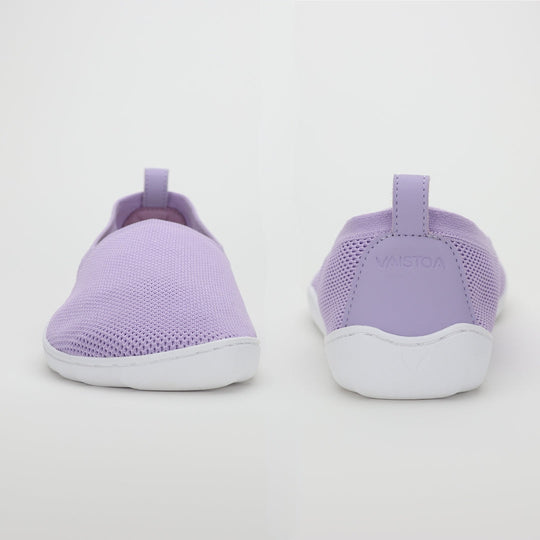 Vaistoa Lempeä knitted barefoot slip-on shoes lila front and back view