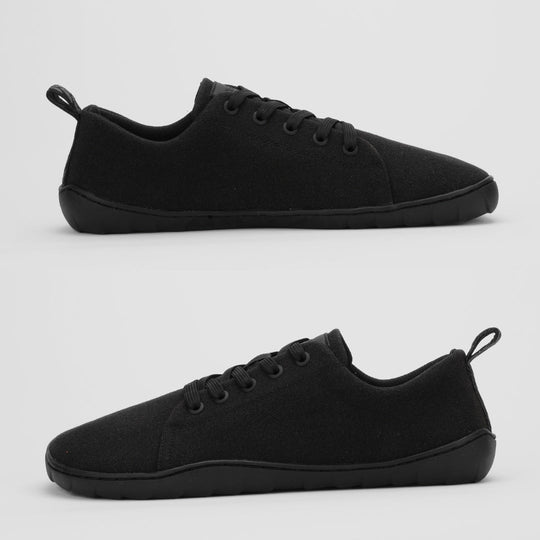 Vaistoa Rento canvas barefoot sneakers black flat zero drop outsole