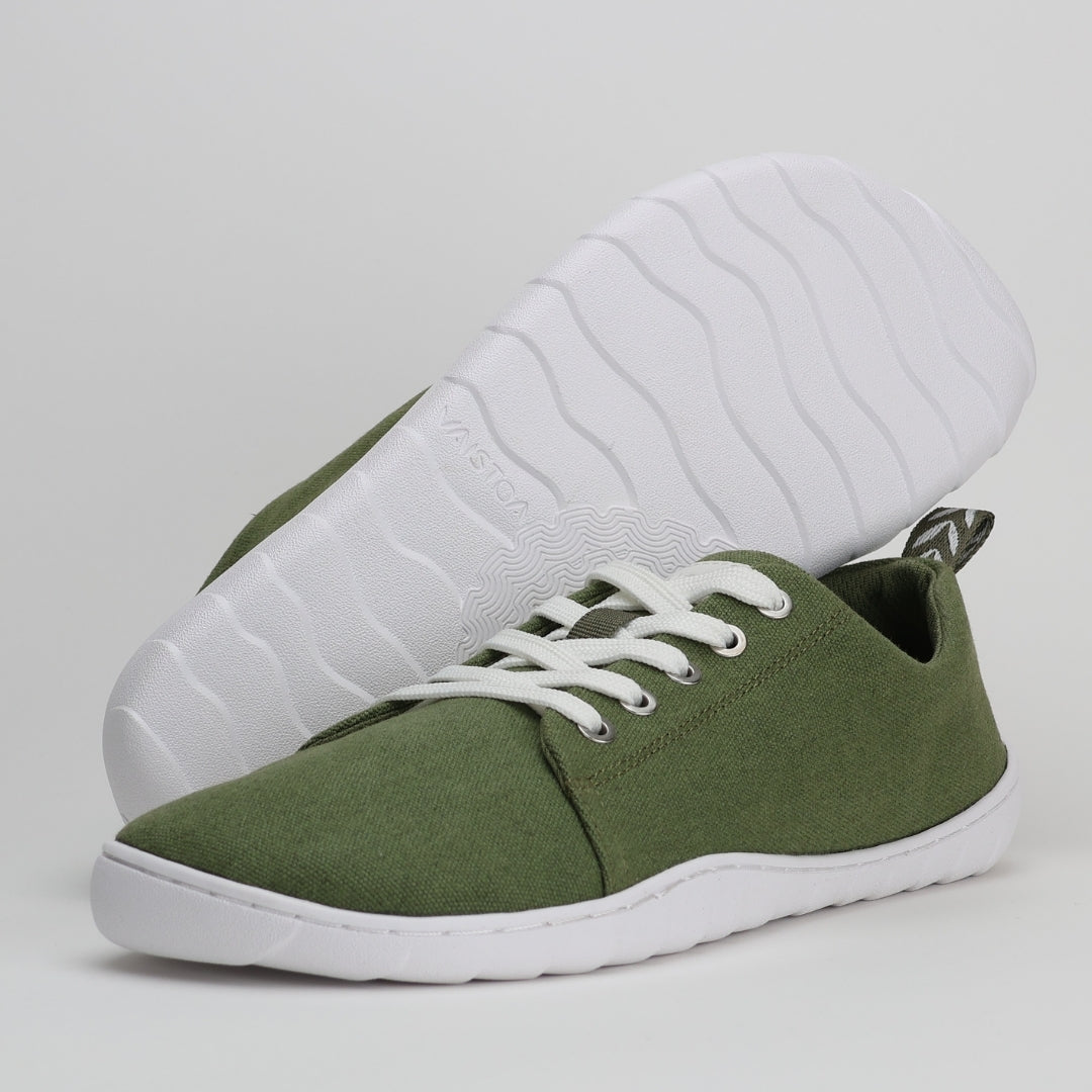 Vaistoa Rento canvas barefoot sneakers olive design from Finland