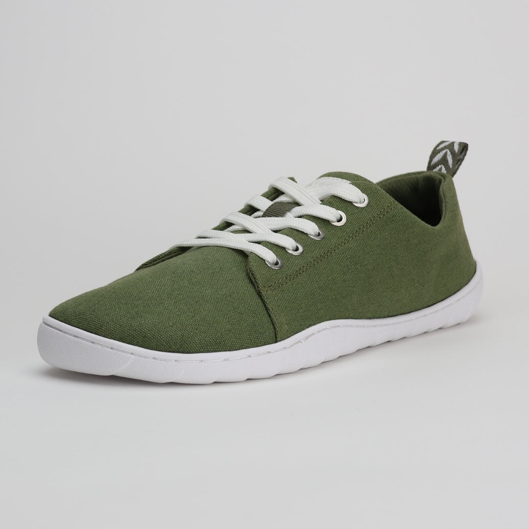 Vaistoa Rento canvas barefoot sneakers olive front diagonal view