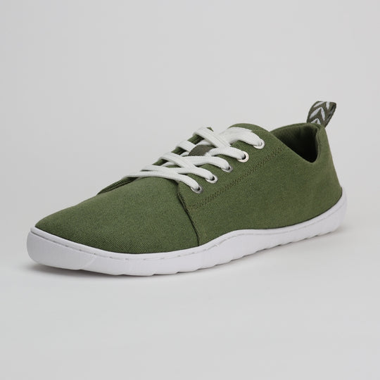 Vaistoa Rento canvas barefoot sneakers olive front diagonal view