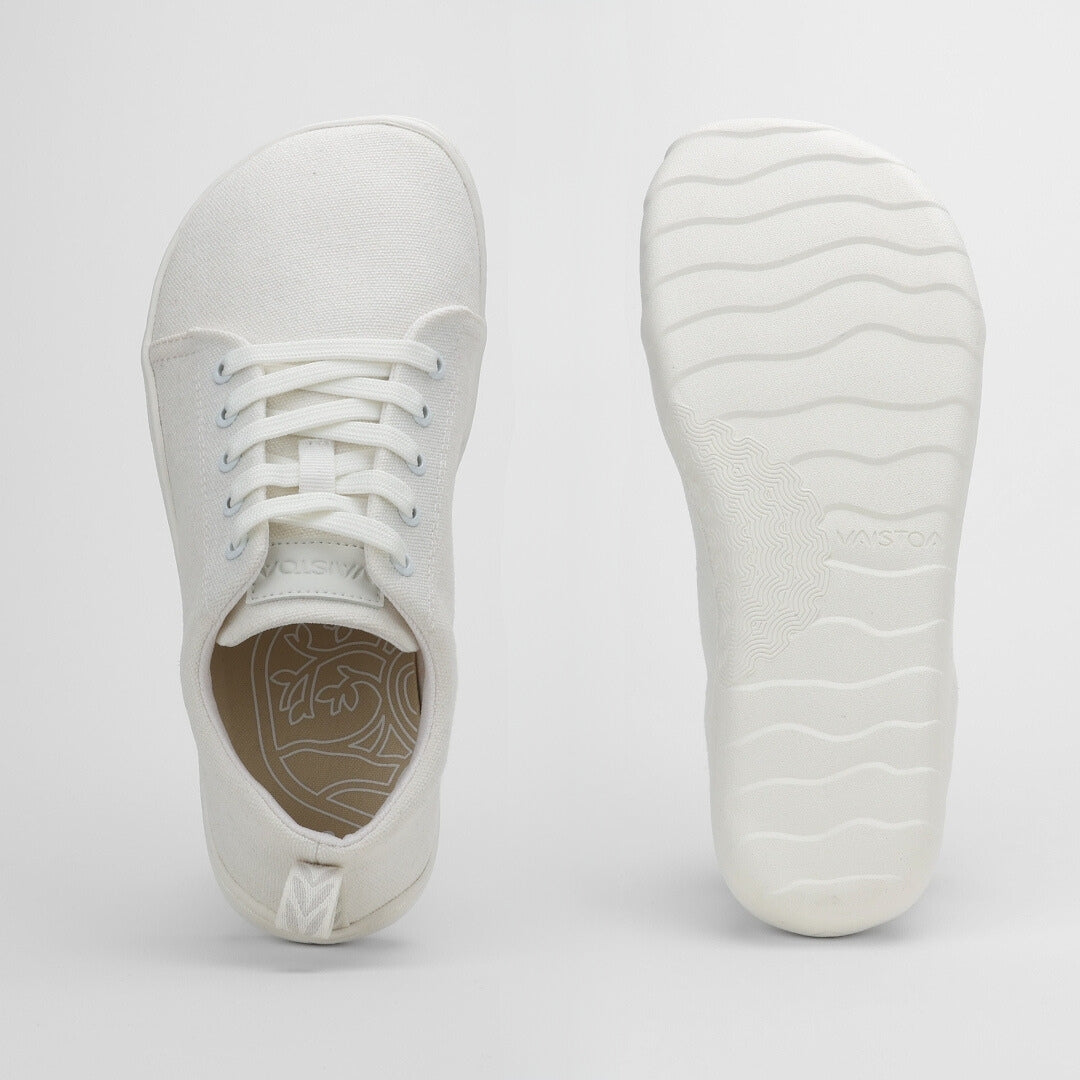 Vaistoa Rento canvas barefoot sneakers white foot shaped wide toe box