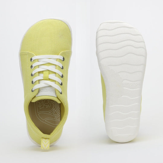 Vaistoa Rento canvas barefoot sneakers yellow foot shaped wide toe box