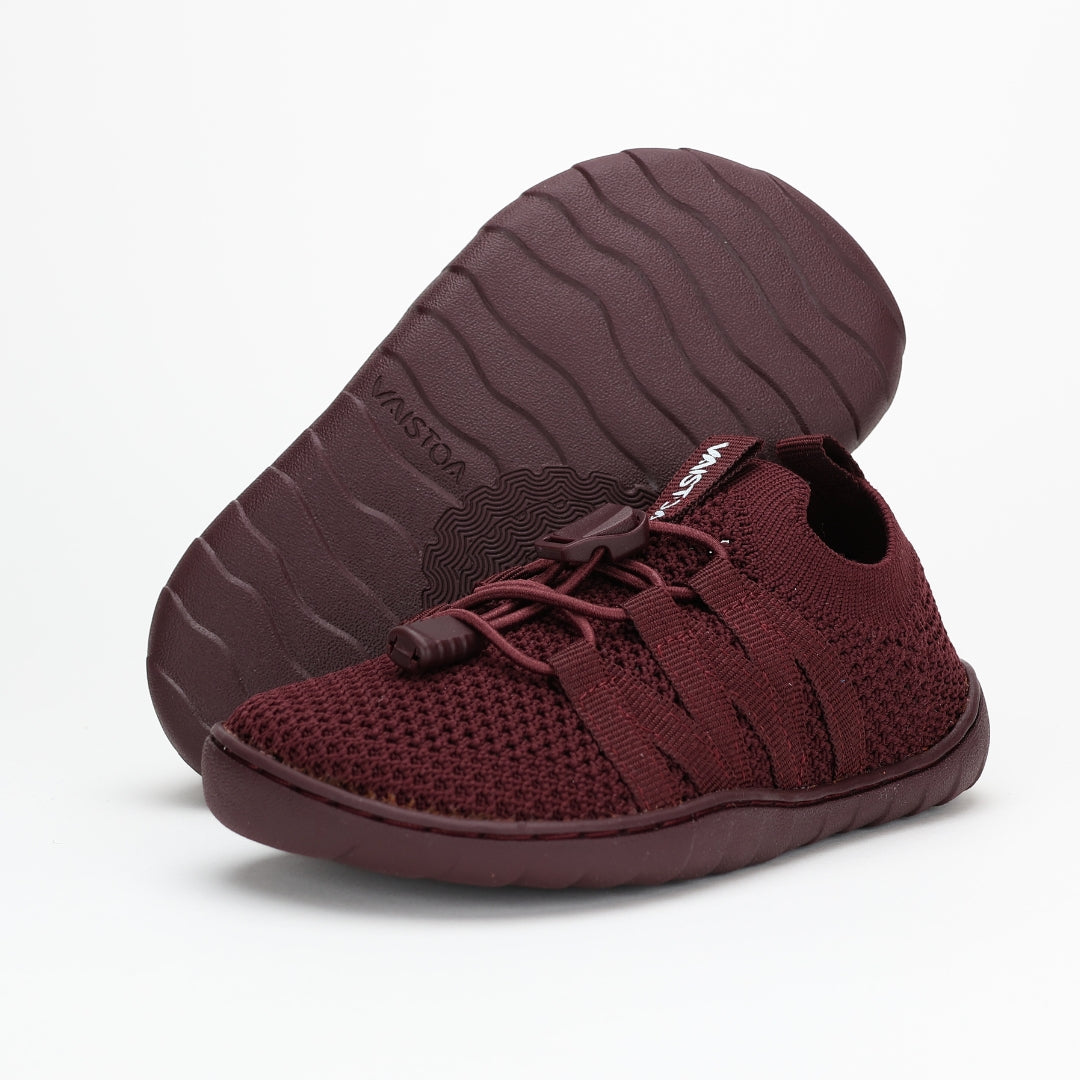 Vaistoa Riemu Kids Knitted Barefoot Slip-on Shoes Burgundy design from Finland