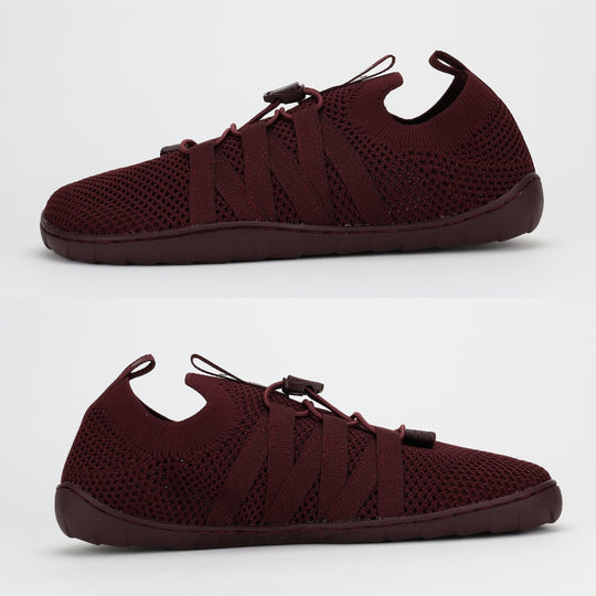 Vaistoa Riemu Knitted Barefoot Slip-on Shoes Burgundy flat zero drop outsole
