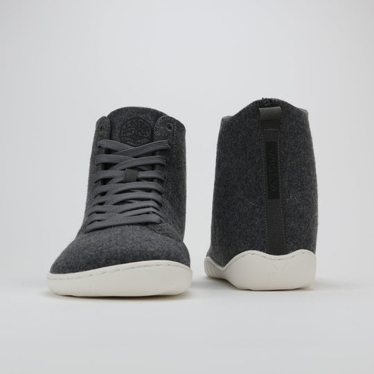 Vaistoa Tunto High Top Barefoot Felt Sneakers Gray Back Front View