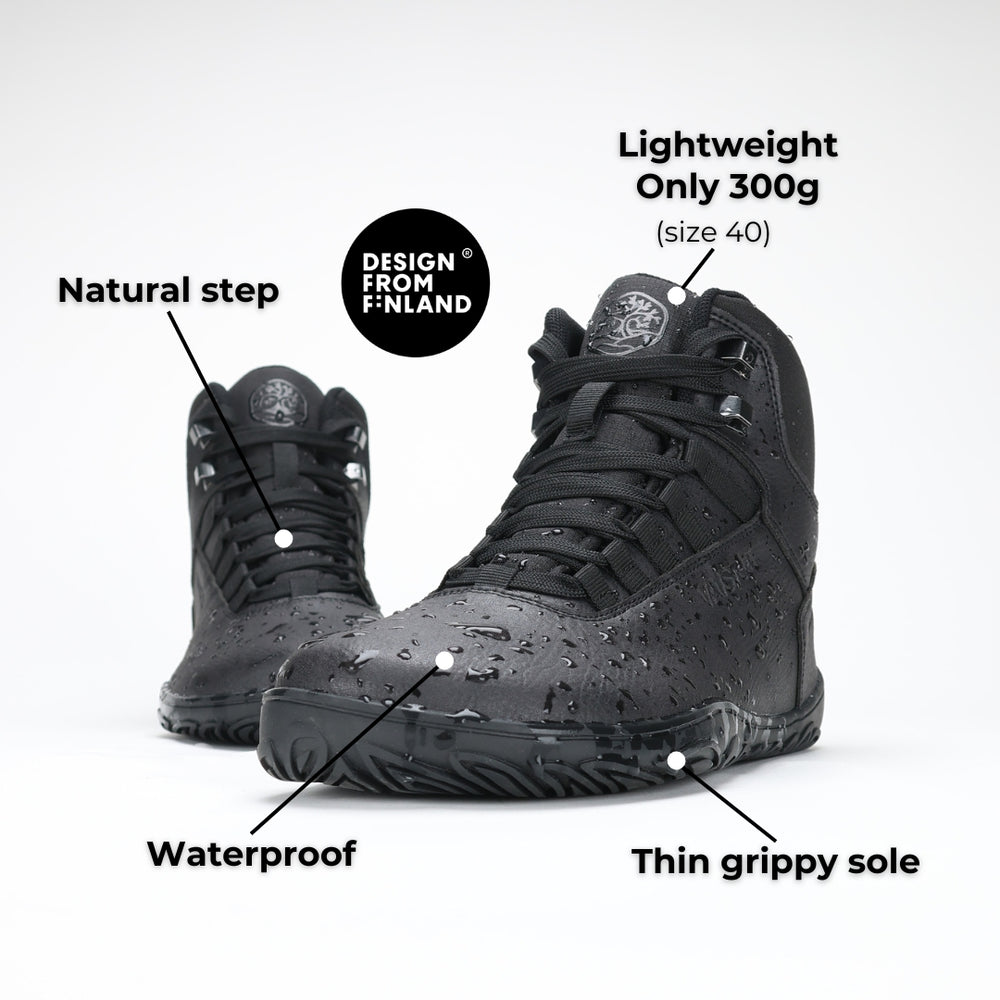 Vaistoa_Uoma_2_Waterproof_Barefoot_Trekking_Shoes_Black_Features