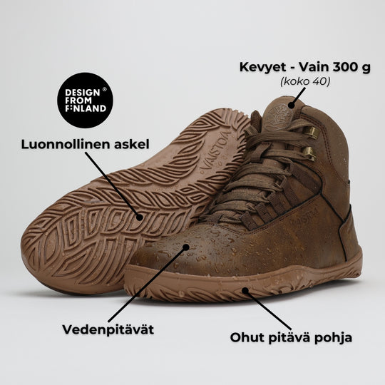 Vaistoa Uoma 2 Waterproof Barefoot Trekking Shoes Brown Features