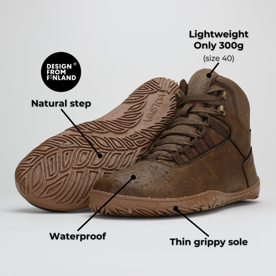 Vaistoa Uoma 2 Waterproof Barefoot Trekking Shoes Brown Features