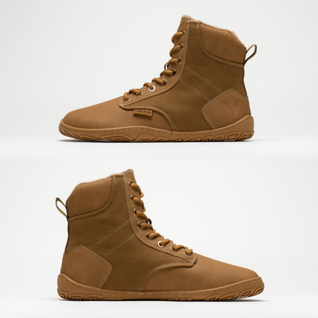 Vaistoa Hurmos 3 casual winter barefoot boots – side profiles of the shoe from both sides, showing the flat zero drop outsole