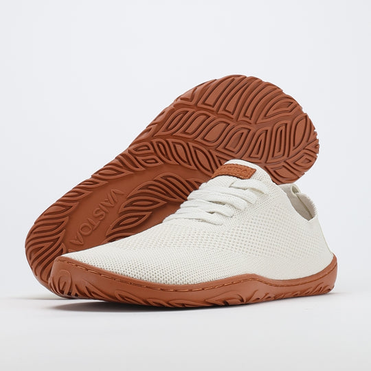 vaistoa iloa barefoot shoes knitted sneakers natural white with terracotta sole design from finland