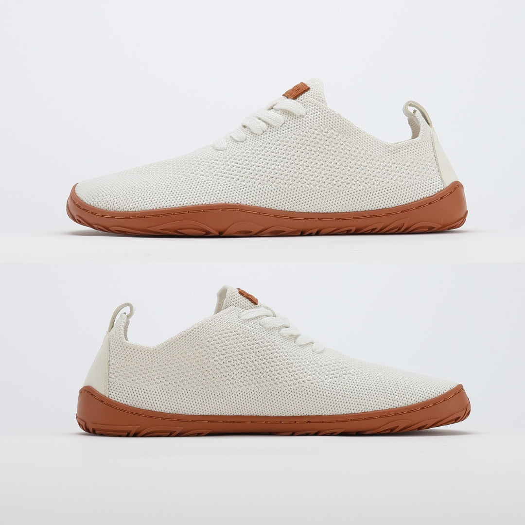 vaistoa iloa barefoot shoes knitted sneakers natural white with terracotta sole flat zero drop sole