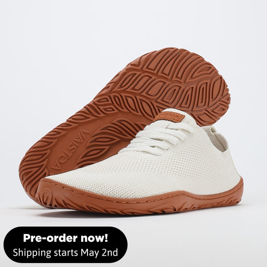 vaistoa iloa barefoot shoes knitted sneakers natural white with terracotta sole pre order now