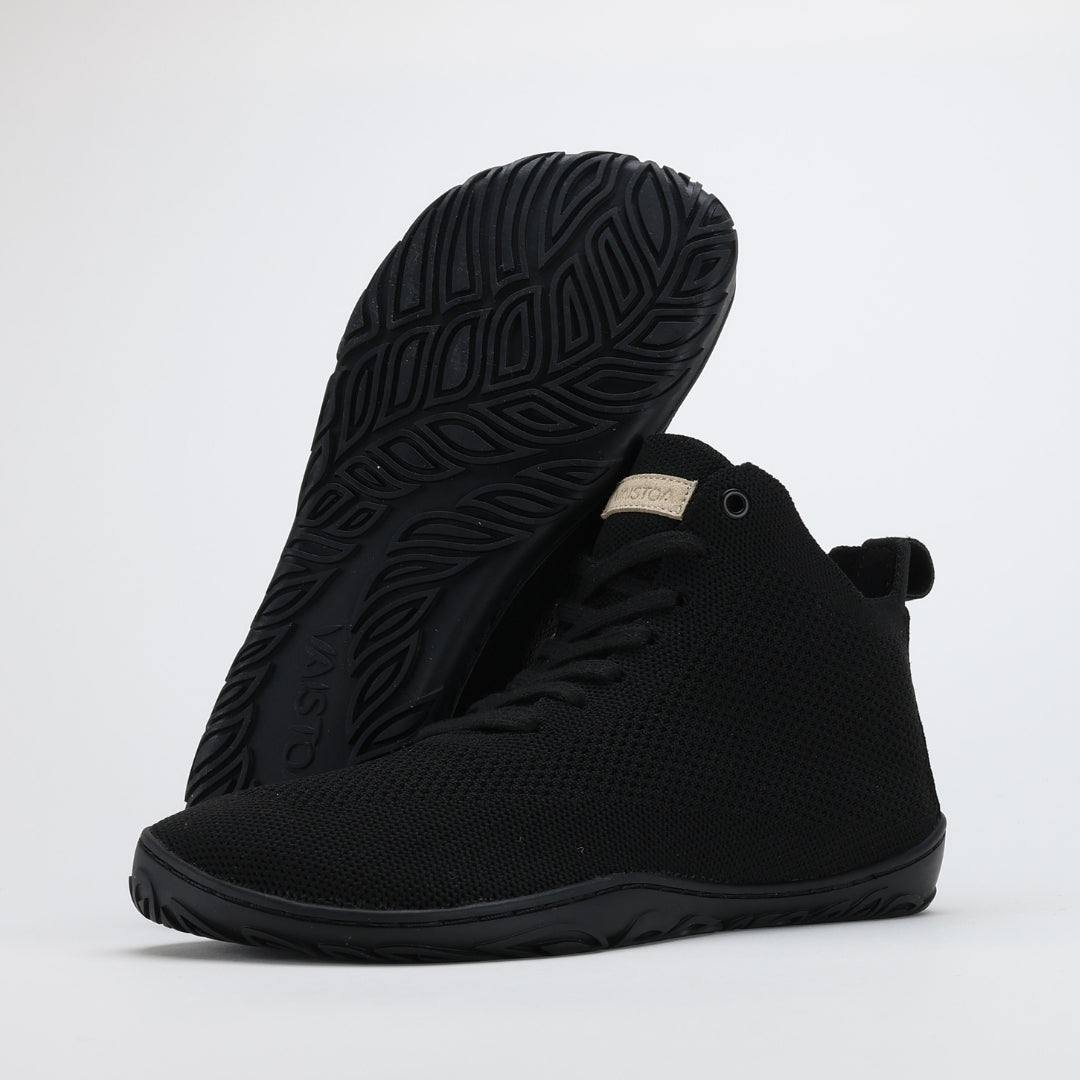 vaistoa iloa mid barefoot shoes knitted high top sneakers black design from finland