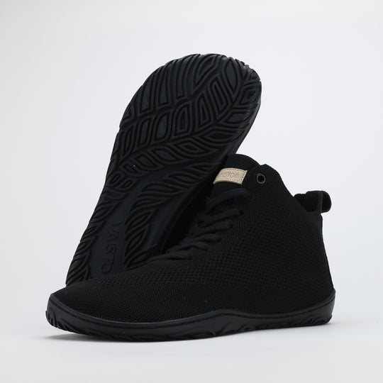 vaistoa iloa mid barefoot shoes knitted high top sneakers black design from finland