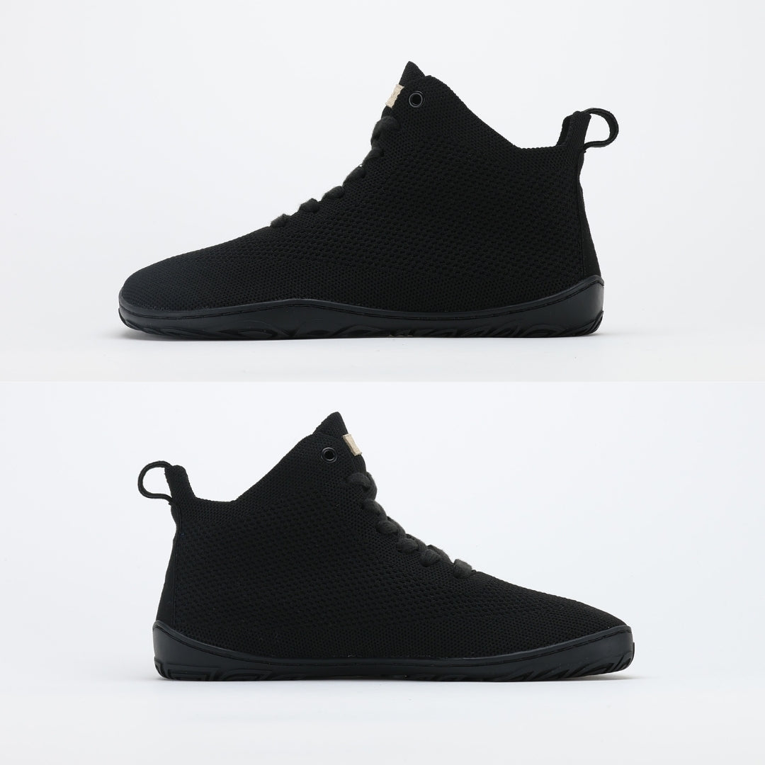 vaistoa iloa mid barefoot shoes knitted high top sneakers black flat zero drop sole
