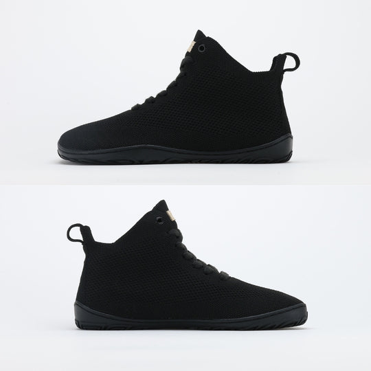 vaistoa iloa mid barefoot shoes knitted high top sneakers black flat zero drop sole