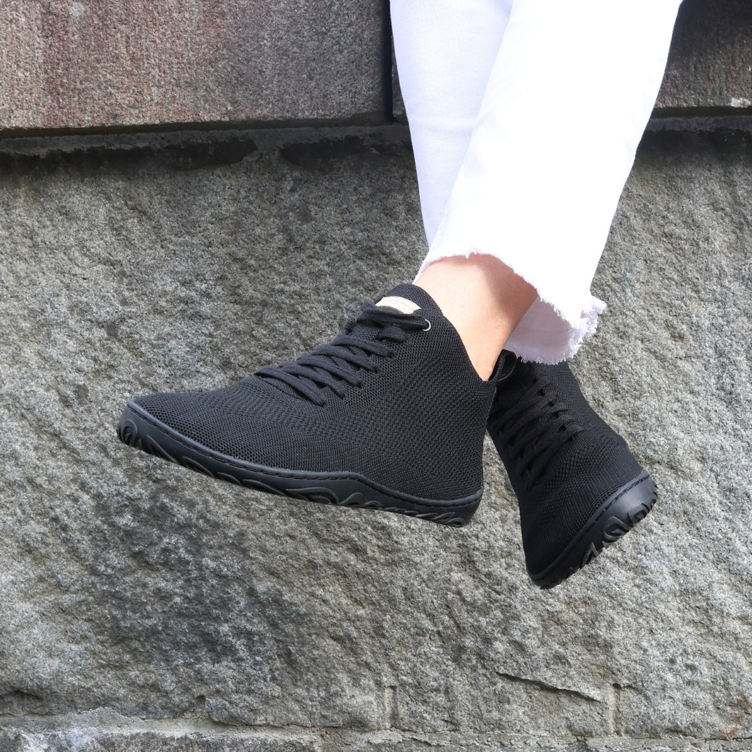 vaistoa iloa mid barefoot shoes knitted high top sneakers black lifestyle spring sitting