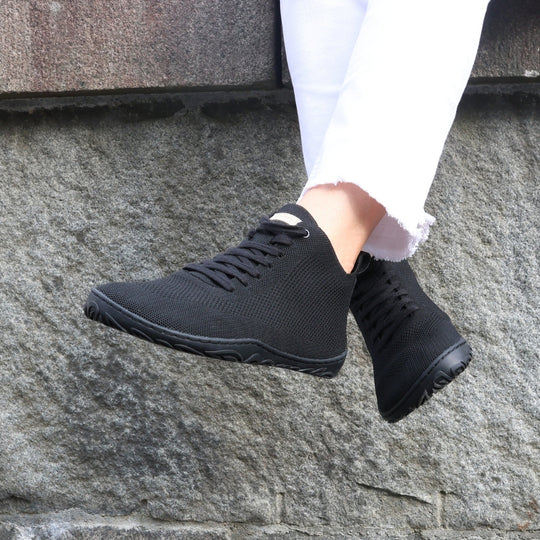 vaistoa iloa mid barefoot shoes knitted high top sneakers black lifestyle spring sitting