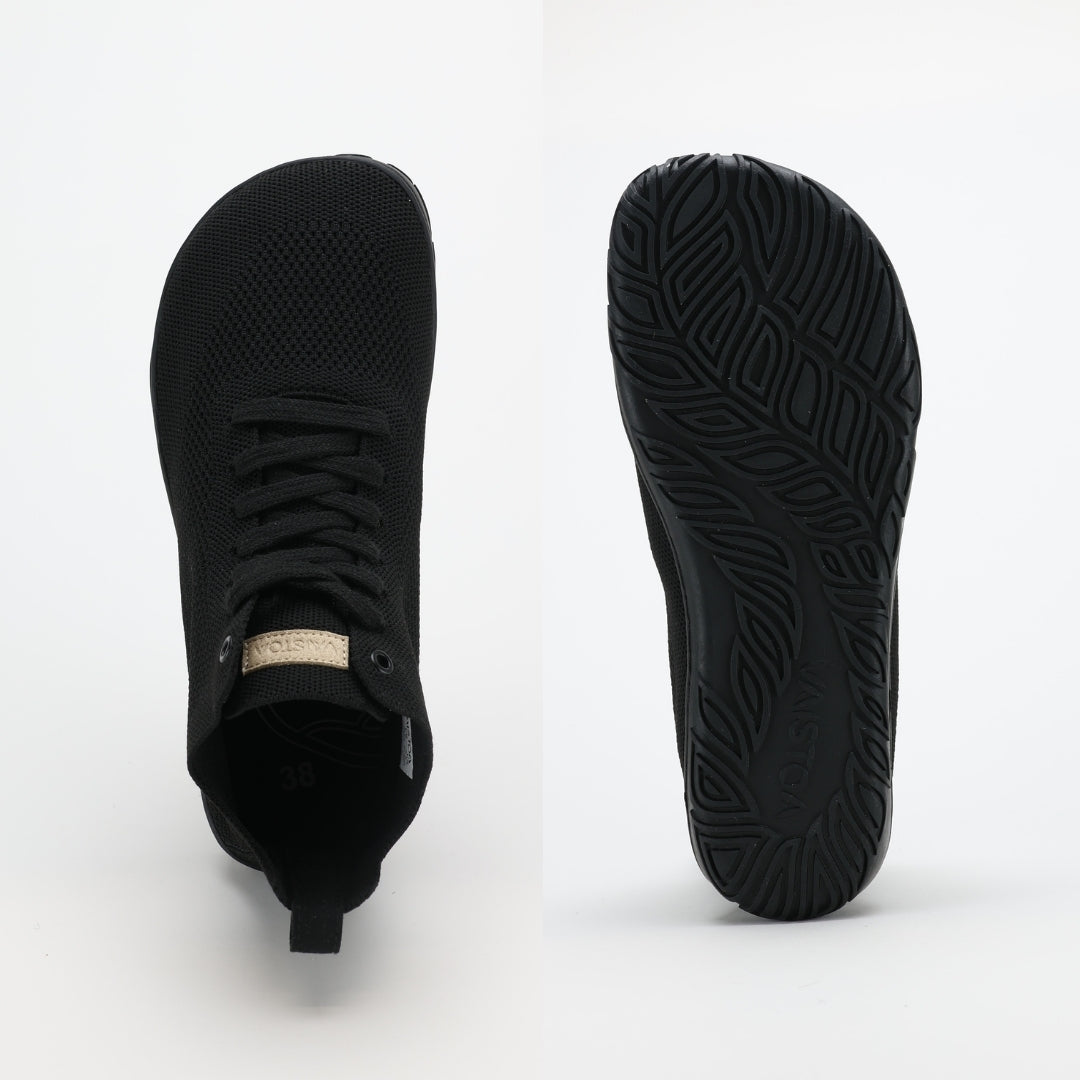 vaistoa iloa mid barefoot shoes knitted high top sneakers black wide foot shaped toe box