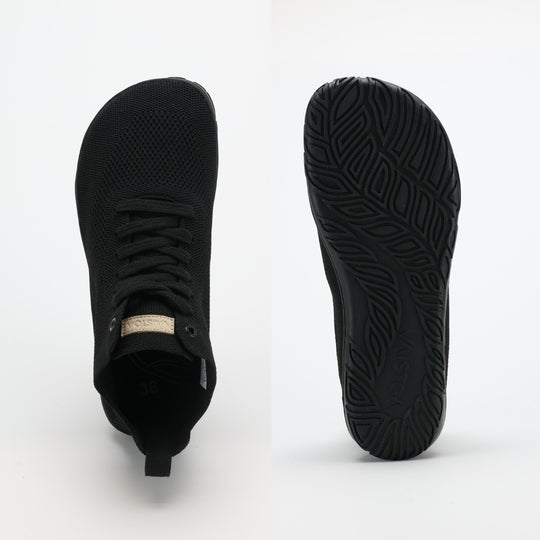 vaistoa iloa mid barefoot shoes knitted high top sneakers black wide foot shaped toe box