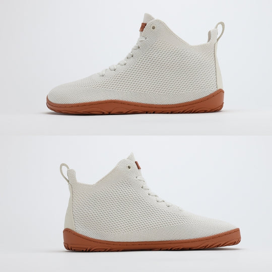 vaistoa iloa mid barefoot shoes knitted high top sneakers natural white terracotta flat zero drop sole