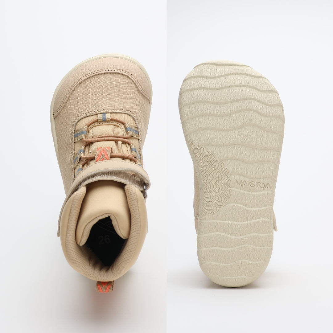 vaistoa kaste waterproof kids barefoot shoes beige wide foot shaped toe box