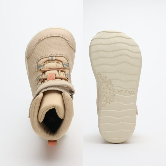 vaistoa kaste waterproof kids barefoot shoes beige wide foot shaped toe box
