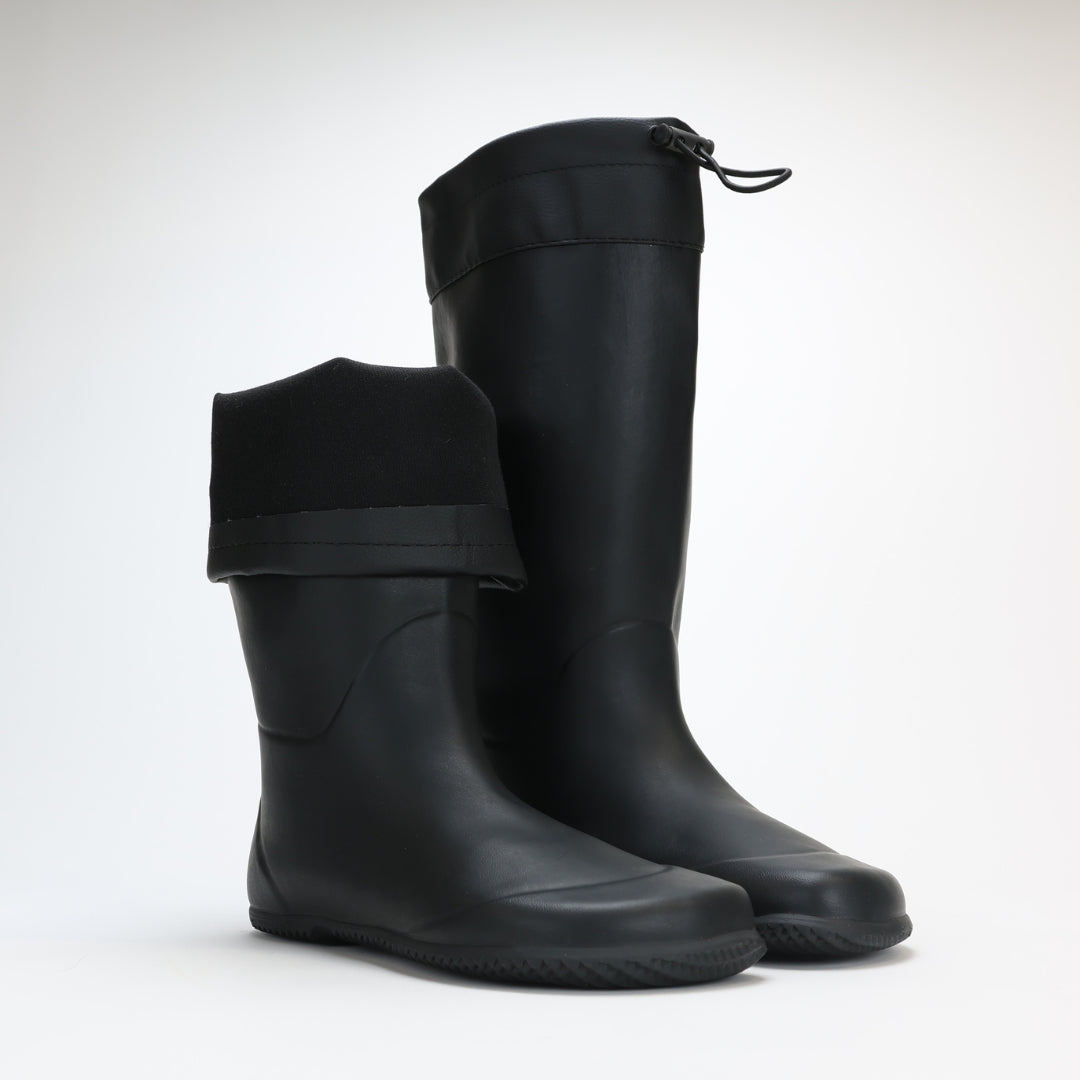 vaistoa katve barefoot shoes rubber rain boots black shaft rolled down