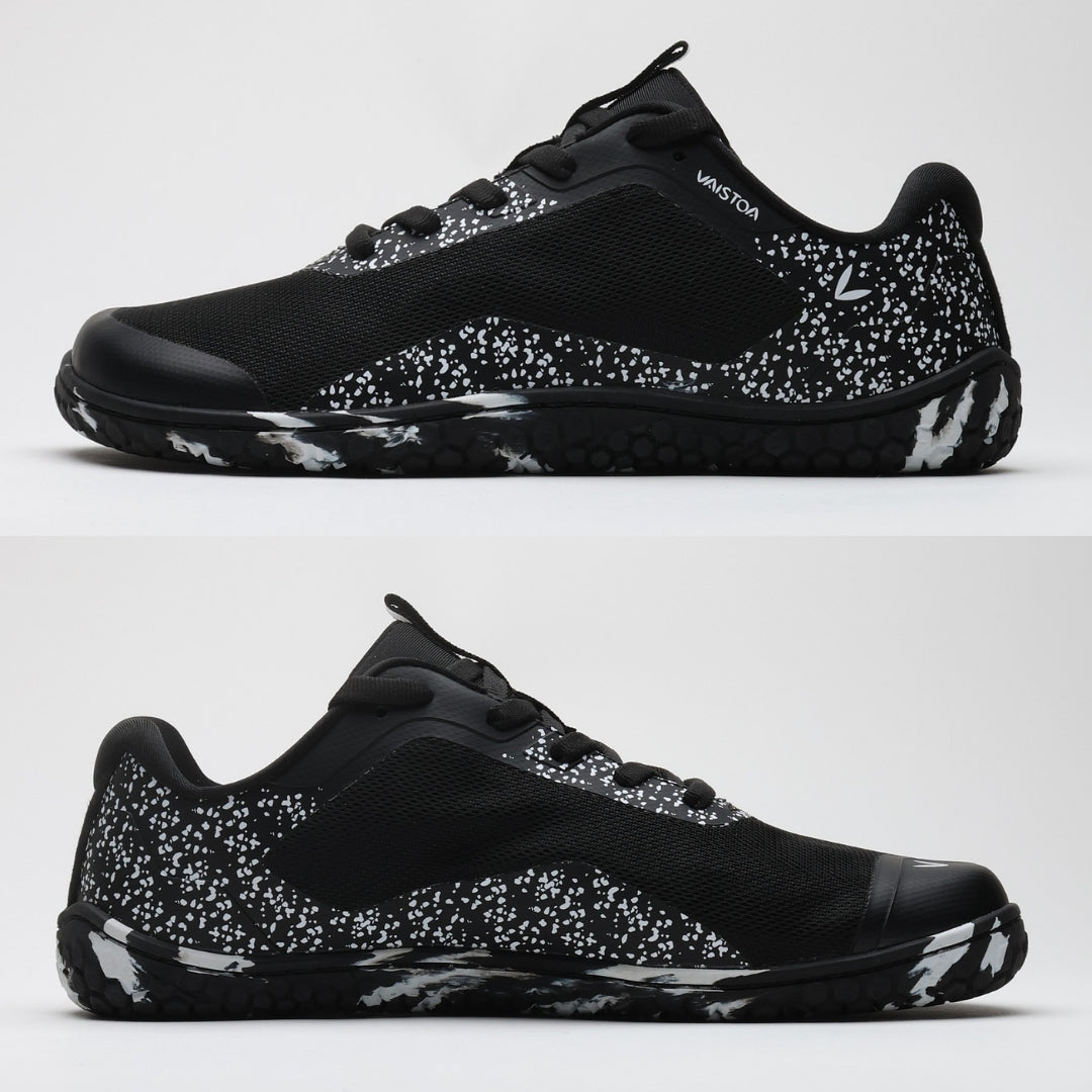Vaistoa Lento barefoot running shoes – side profile views from both sides against a light background, showing the zero drop outsole