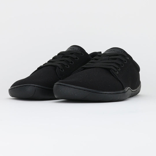 vaistoa rento 2 barefoot shoes low top canvas sneakers black front angle pair