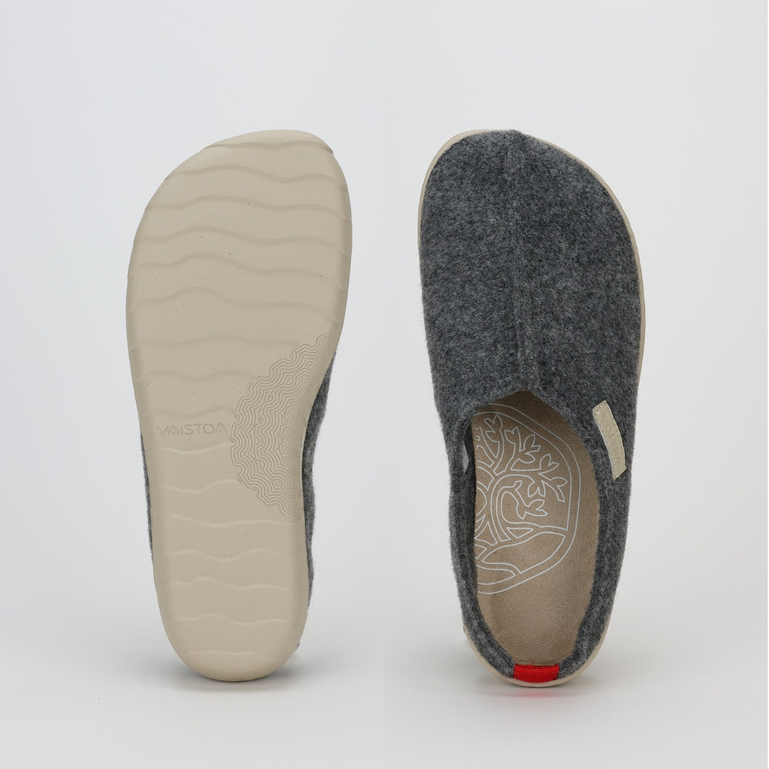 aistoa toive barefoot felt slippers gray wide foot shaped toe box