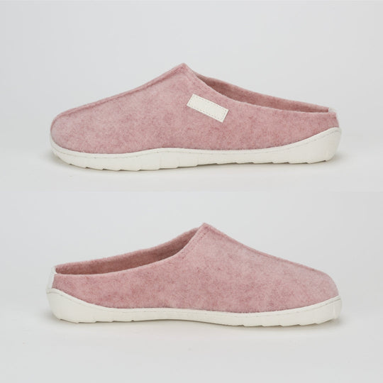 vaistoa toive barefoot felt slippers rose flat zero drop sole lateral and medial view